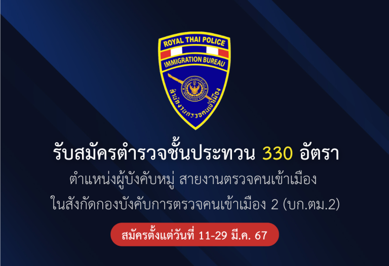 รับสมัครตำรวจชั้นประทวน 330 อัตรา